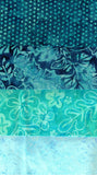 Collection of 4 Fat Quarters of Aqua Batik Fabric