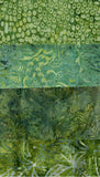 Collection of 4 Green Fat Quarters Batik Fabric