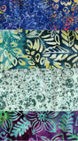 Collection of 4 Blue Prints Fat Quarters Batik Fabric