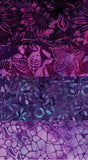 Collection of 4 Purple Batik Fabric Prints