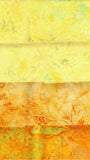 Collection of 4 Fat Quarters of Yellow batik fabric