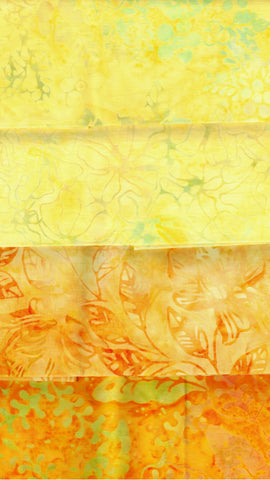 SBFQ4-99 Stash Builder Coordinating Yellow and Gold Prints [4 Fat Quarters] Batik Fabric Patchwork and Quilting