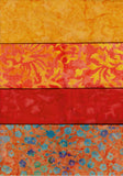 SBFQ4-38 Stash Builder Coordinating Prints Multi Pack Orange Medium to Medium Dark Colour Value [4 Fat Quarters] Batik Fabric Patchwork and Quilting