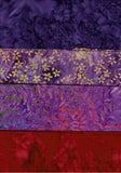 SBFQ4-Red Purple 1 Stash Builder Two Coordinating Prints and One Red Tonal and One Purple Tonal [4 Fat Quarter Pack] Batik Fabric Patchwork and Quilting