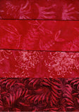 SBFQ4-Red 3 Stash Builder Four Red Wildflower Prints [4 Fat Quarter Pack] Batik Fabric Patchwork and Quilting