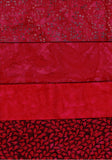 SBFQ4-Red 1 Stash Builder Two Coordinating Prints and Two Red Tonals [4 Fat Quarter Pack] Batik Fabric Patchwork and Quilting