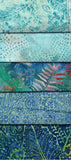 SBFQ5-1 Stash Builder Coordinating Prints Aqua Blue [5 Fat Quarters] Batik Fabric Patchwork and Quilting