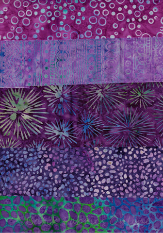 SBFQ5-4 Fat Quarter Set of 5 Ocean Mandala Range by Batik Australia Cotton Batik Fabric