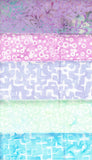 SBFQ5-9 Stash Builder Coordinating Prints Aqua Blue Green Purple [5 Fat Quarters] Batik Fabric Patchwork and Quilting
