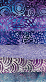 Collection of 6 Fat Quarters Purple Batik Fabrics for Applique of Dinosaurs