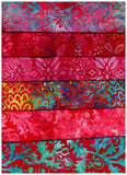 SBFQ6-4 Stash Builder [6 Fat Quarters] Pink Red Batik Australia Garden Range Batik Fabric Patchwork and Quilting