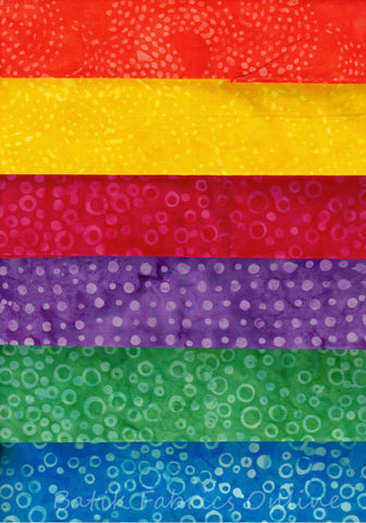 SBFQ6-7 Stash Builder [6 Fat Quarters] Bright Designer Palette by Batik Australia Batik Fabric Patchwork and Quilting