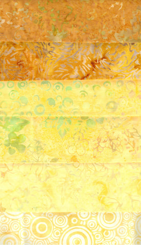 SBFE6-3 Collection of 6 different Yellow Fat Eighths Batik Cotton 1.5M