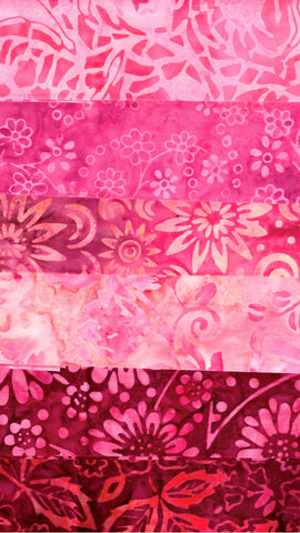 SBFQ6-9 Stash Builder [6 Fat Quarters] Pink to Orange Red Batik Fabric Patchwork and Quilting