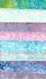 SBFQ8-13 Stash Builder Purple Aqua Blue Green Prints Light to Medium Value [8 Fat Quarters] Batik Fabric Patchwork and Quilting