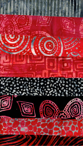 SBFQ8-15 Stash Builder Red Orange Black Grey [8 Fat Quarters] Batik Fabric from the Fire Range by Batik Australia Patchwork and Quilting