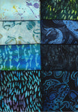 SBFQ8-1 Stash Builder Coordinating Prints Marine Life [8 Fat Quarters] Batik Fabric Patchwork and Quilting