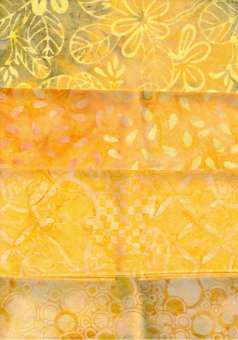 SBFQ8-3 Stash Builder Yellow to Gold Prints [8 Fat Quarters] Batik Fabric Patchwork and Quilting