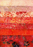 SBSQ8-2 Stash Builder Orange Prints [8 Skinny Quarters] Batik Fabric Patchwork and Quilting