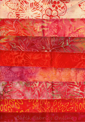 SBFQ8-5 Stash Builder Orange Prints Light to Dark Value [8 Fat Quarters] Batik Fabric Patchwork and Quilting
