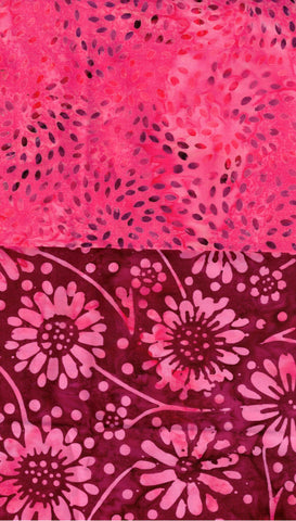 SBHM2-12 Stash Builder Coordinating Prints Pink [2 Half Meter Pack] Batik Fabric Patchwork and Quilting