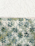 2 Half Meter pieces cream and green cotton floral batik fabric