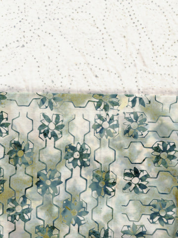 SBHM2-13 Stash Builder Coordinating Prints Green Cream [2 Half Meter Pack] Batik Fabric Patchwork and Quilting