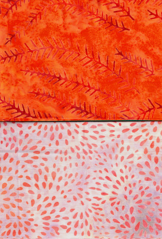 SBHM2-1 Stash Builder Coordinating Prints Orange [2 Half Meter Pack] Batik Fabric Patchwork and Quilting