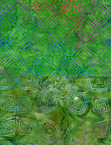 SBHM2-2 Stash Builder Coordinating Prints Green from Ocean Mandala Range [2 Half Meter Pack] Batik Fabric Patchwork and Quilting