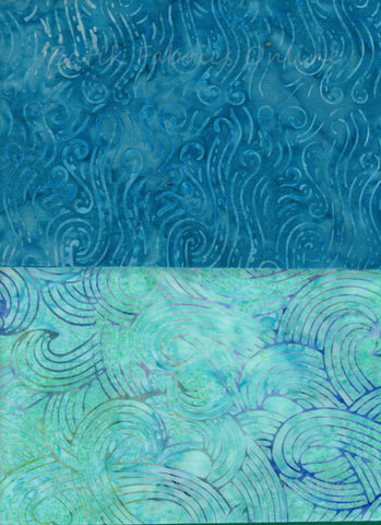 SBHM2-4 Stash Builder Coordinating Prints Aqua from Ocean Mandala Range [2 Half Meter Pack] Batik Fabric Patchwork and Quilting