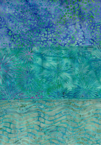 SBHM3-11 Stash Builder Co-ordinating Aqua Prints Ocean Mandala by Batik Australia [3 Half Meter Pack] Batik Fabric Patchwork and Quilting