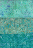 SBHM3-12 Stash Builder Co-ordinating Aqua Prints Ocean Mandala by Batik Australia [3 Half Meter Pack] Batik Fabric Patchwork and Quilting