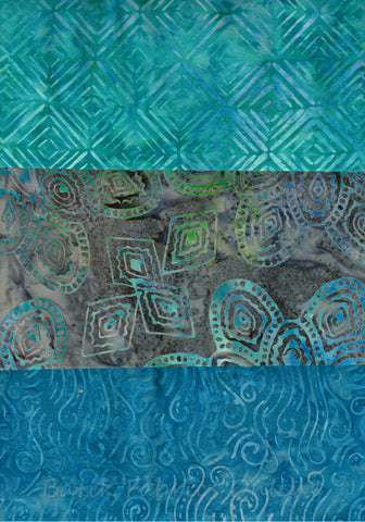 SBHM3-13 Stash Builder Co-ordinating Aqua Prints Ocean Mandala by Batik Australia [3 Half Meter Pack] Batik Fabric Patchwork and Quilting