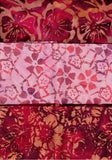 SBHM3-1 Stash Builder Coordinating Prints Orange Red [3 Half Meter Pack] Batik Fabric Patchwork and Quilting