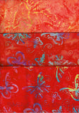 SBHM3-2 Stash Builder Coordinating Prints Orange Red [3 Half Meter Pack] Batik Fabric Patchwork and Quilting
