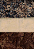 SBHM3-4-1 Stash Builder Coordinating Print Lustre Range with 2 Tonals [3 Half Meter Pack] Batik Fabric Patchwork and Quilting