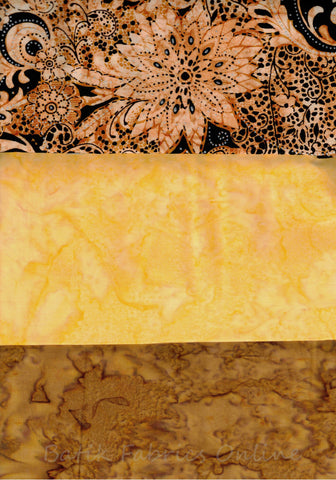 SBHM3-4-7 Stash Builder Coordinating Print Lustre Range with 2 Tonals [3 Half Meter Pack] Batik Fabric Patchwork and Quilting