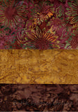 SBHM3-5 Stash Builder Coordinating Prints Browns [3 Half Meter Pack] Batik Fabric Patchwork and Quilting