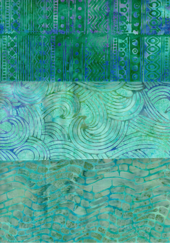 SBHM3-9 Stash Builder Co-ordinating Aqua Prints Ocean Mandala by Batik Australia [3 Half Meter Pack] Batik Fabric Patchwork and Quilting (Copy)