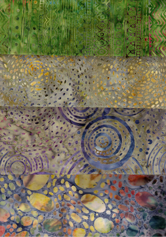 SBHM4-12 Stash Builder Coordinating Print Kimberley Range from Batik Australia Range [4 Half Meter Pack] Batik Fabric Patchwork and Quilting