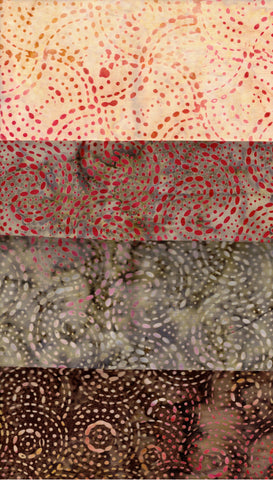 SBHM4-13 Stash Builder Coordinating Brown Toned Dots and Dashes Prints from Batik Australia [4 Half Meter Pack] Batik Fabric Patchwork and Quilting