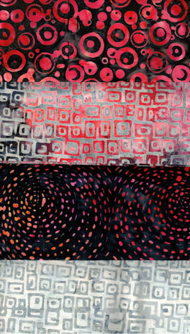 SBHM4-15 Stash Builder Coordinating Orange and Grey Prints from Batik Australia Fire Range [4 Half Meter Pack] Batik Fabric Patchwork and Quilting