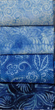 SBFQ4-1 Stash Builder Coordinating Prints Royal Blue Tones [4 Fat Quarter Pack] Batik Fabric Patchwork and Quilting