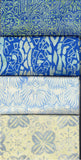 SBHM4-3 Stash Builder Coordinating Prints Blue with Aqua Tones [4 Half Meter Pack] Batik Fabric Patchwork and Quilting