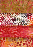 SBHM4-7 BAOP Stash Builder Coordinating Prints Orange Tan Textures Opal Range [4 Half Meter Pack] Batik Fabric Patchwork and Quilting