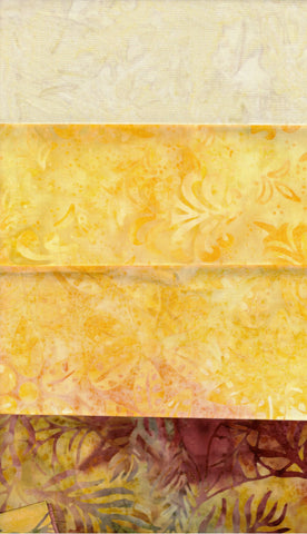 SBSQ4-15 Stash Builder [4 Skinny Quarters] Yellow -Gold Light to Medium Value Batik Fabric Patchwork and Quilting