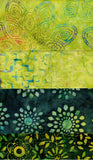 SBSQ4-20 Stash Builder [4 Skinny Quarters] Green Light - Dark Value Batik Fabric Patchwork and Quilting