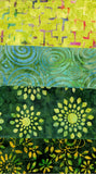 SBSQ4-19 Stash Builder [4 Skinny Quarters] Green Light - Dark Value Batik Fabric Patchwork and Quilting