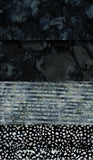 SBSQ4-26 Stash Builder [4 Skinny Quarters] Grey and Black Batik from the Fire Range by Batik Australia Fabric Patchwork and Quilting