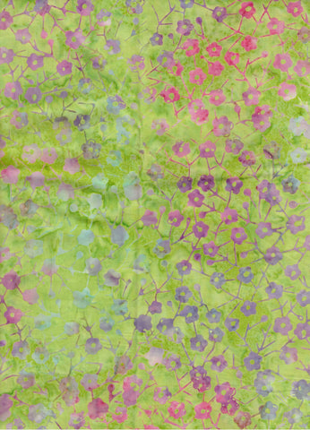 Sale BA Green Purple Pink Ditzy Flowers 1.8m Piece WOF